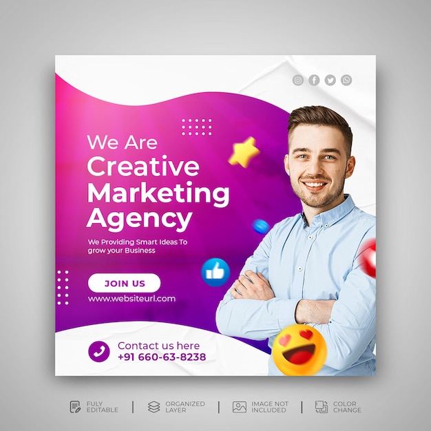 Social media marketing agency social media post promotion template premium psd