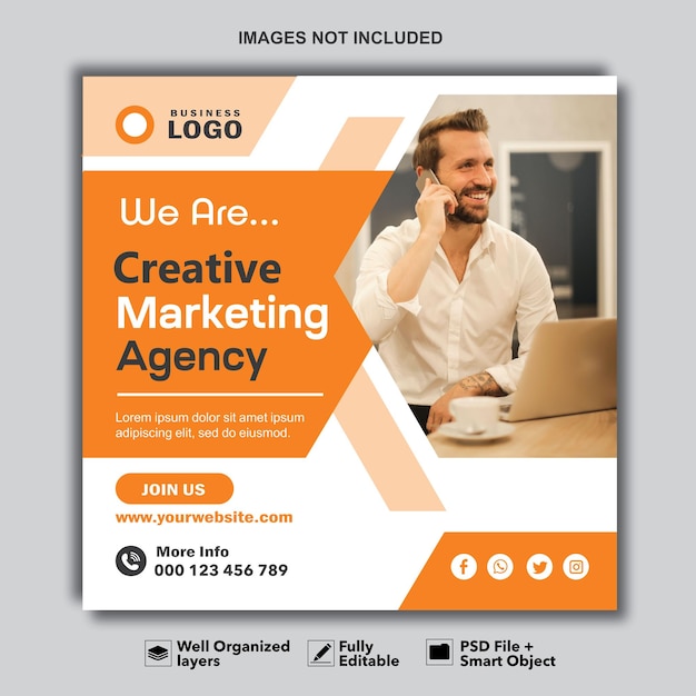 Social media marketing agency social media post promotion template
