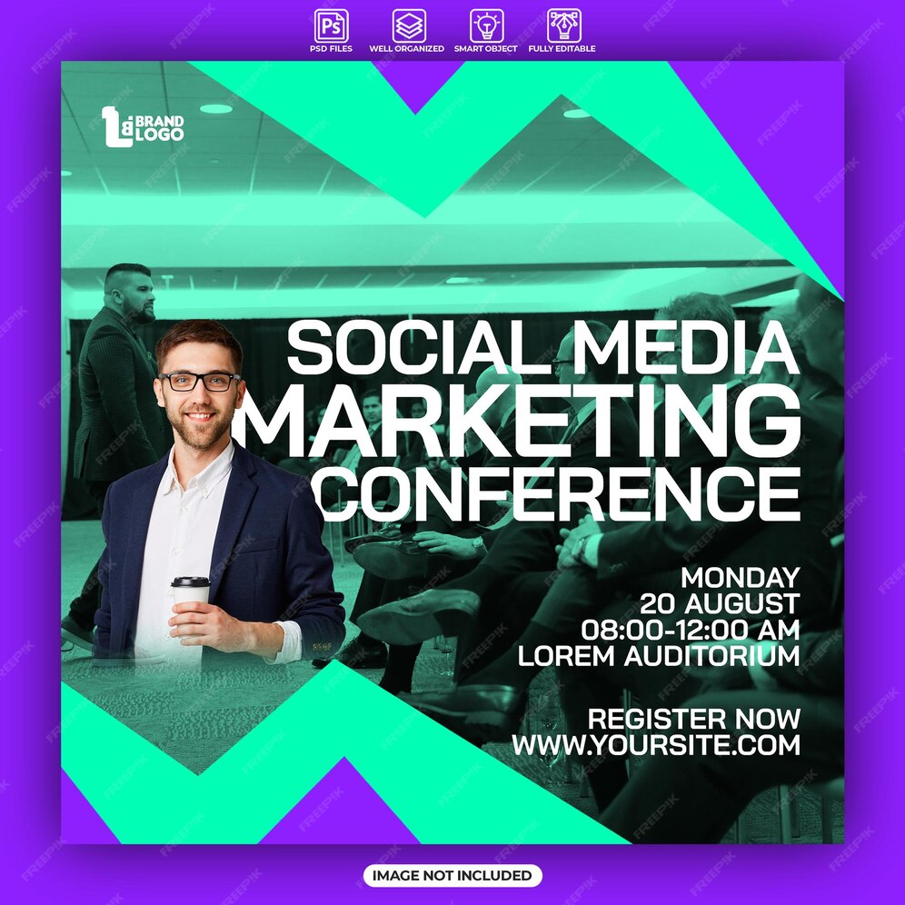 Premium PSD Social media marketing conference social media post template