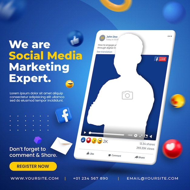social media marketing expert mockup template