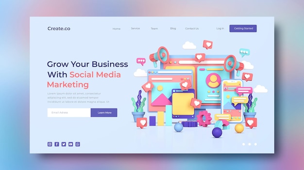 Social media marketing landing page template