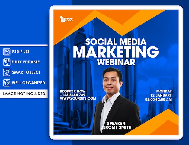 PSD social media marketing webinar poster en banner sjabloon