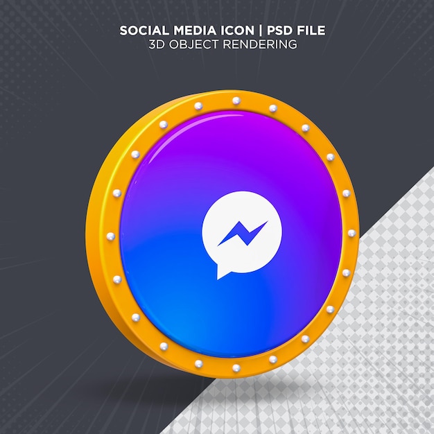 Social media messenger pictogram cirkel licht logo 3D-rendering