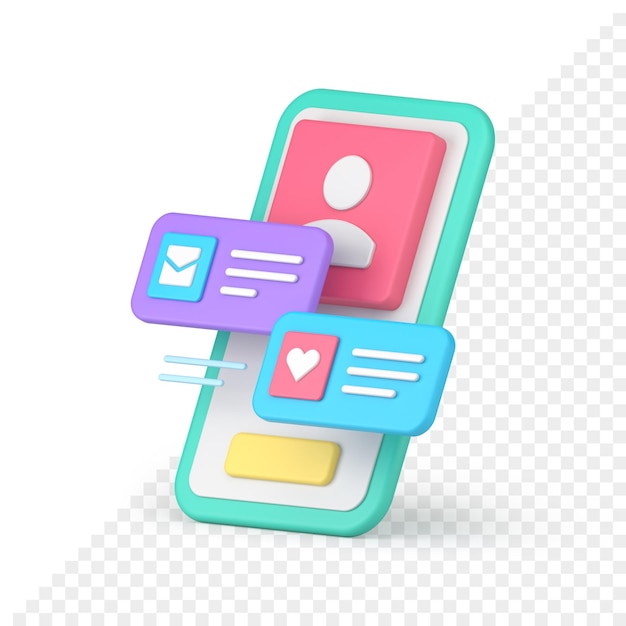 Приложение для мобильного телефона в социальных сетях для поиска пары, встречи, встречи, 3d значок