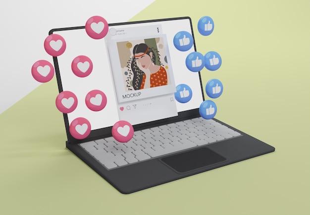 social media on mock-up device