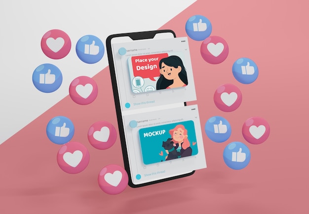 social media on mock-up device