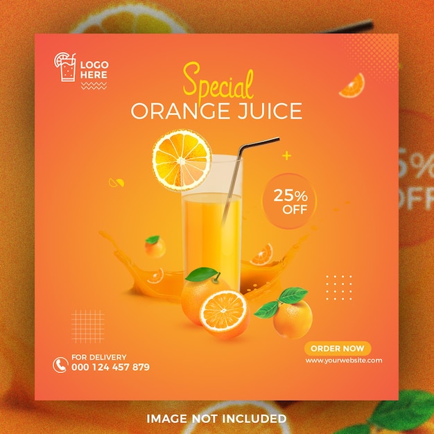 Social media orange juice post banner