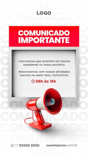 공지 및 릴리스를 위한 소셜 미디어 Para Avisos E Comunicados Vermelho Red