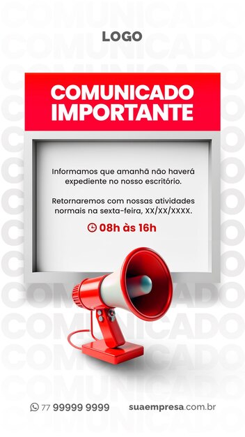 Social media para avisos e comunicados vermelho for notices and releases red