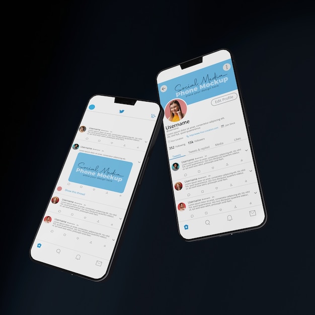 Social media on phone mockup design