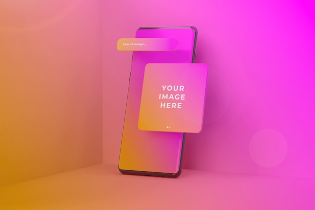 Post di nstagram di mockup di telefoni sui social media