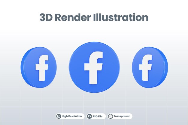 Social media pictogram facebook logo geïsoleerd 3d render