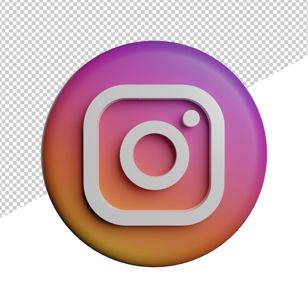 PSD social media pictogram ronde instagram vooraanzicht 3d illustratie weergave transparante achtergrond