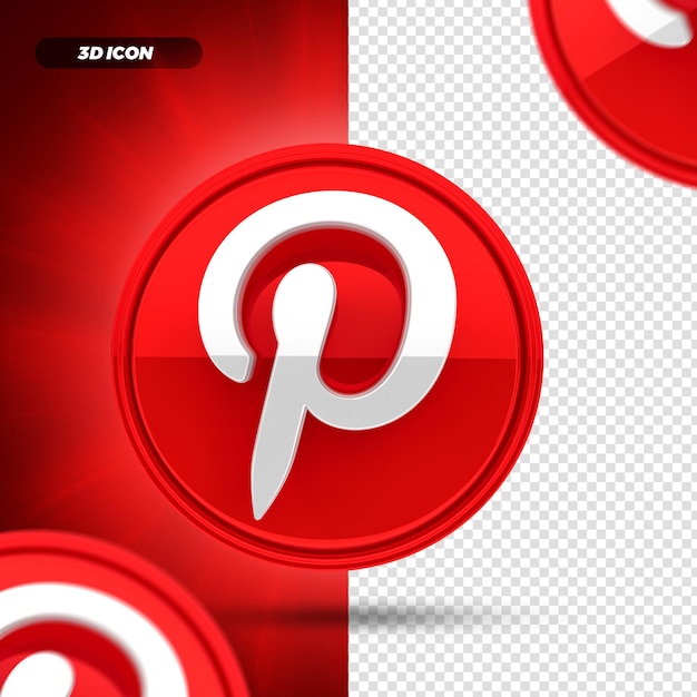 Social media pinterest 3d render icon isolated