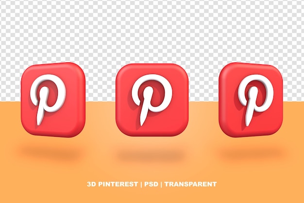 Логотип pinterest в социальных сетях 3D