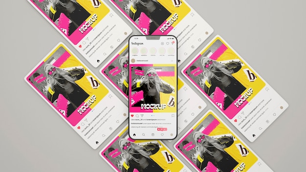 PSD social media plaatsen mock-up met smartphoneapparaat