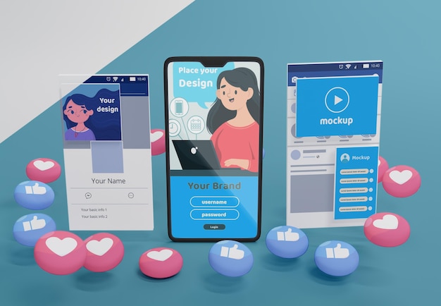 PSD mock-up della piattaforma dei social media