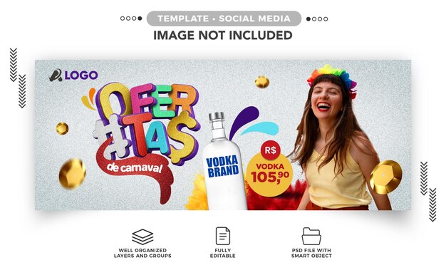 PSD social media post banner carnival deals for liquor sales