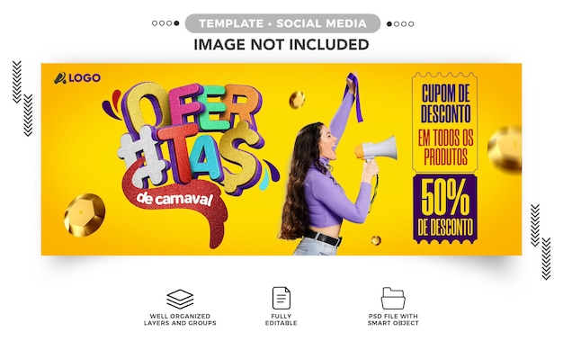 Social media post banner deals carnival with discount coupon