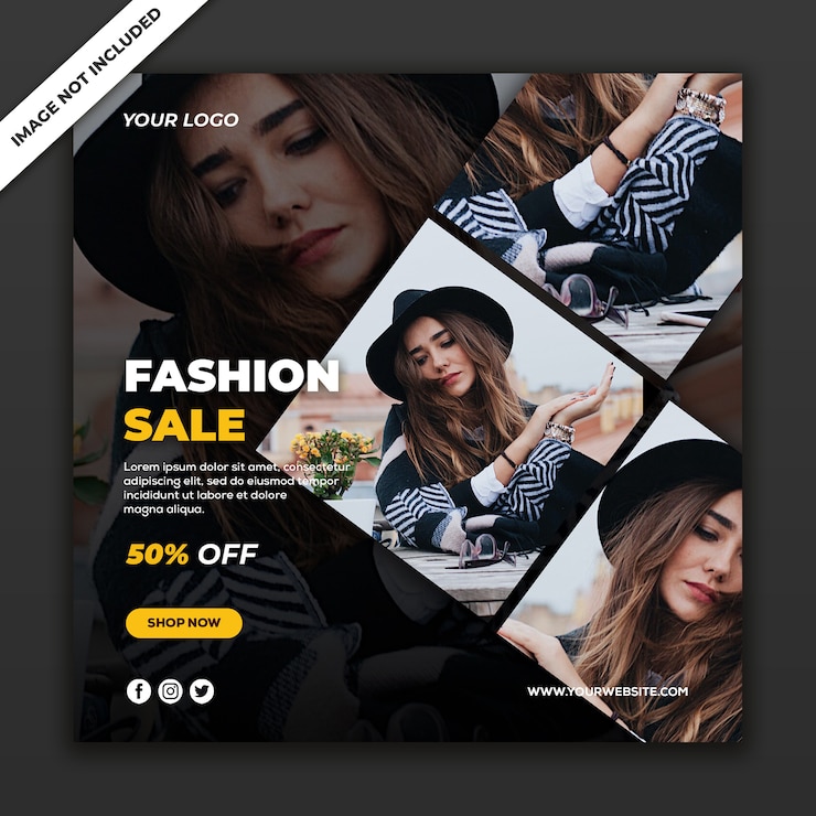 PSD social media post banner kobieta w nowym stylu mody