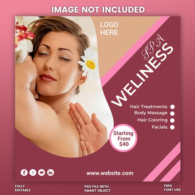 social media post and banner PSD to promote hair spa healthy skin clinic