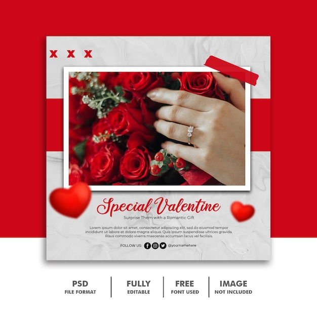 Social Media Post Banner Szablon Valentine Rose