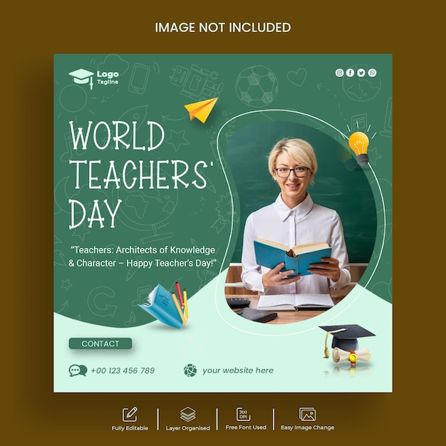 PSD social media post banner for teachers' day and education instagram post design