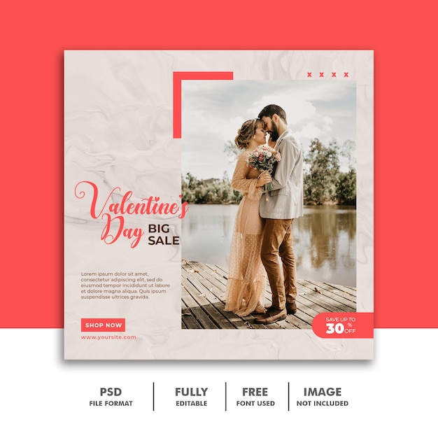 Social Media Post Banner Valentine Template For Couples