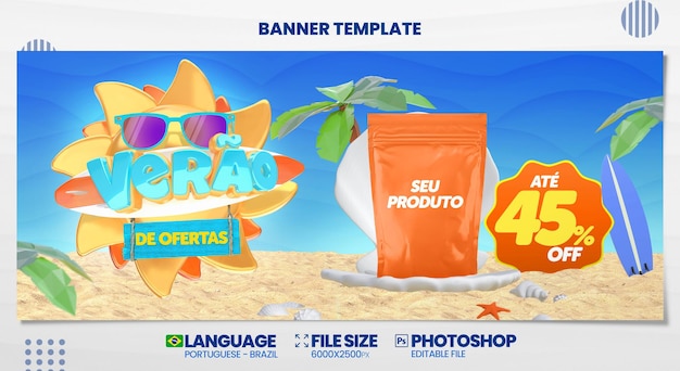 SOCIAL MEDIA POST BANNER ZOMER AANBIEDINGEN 3D STRANDVAKANTIE