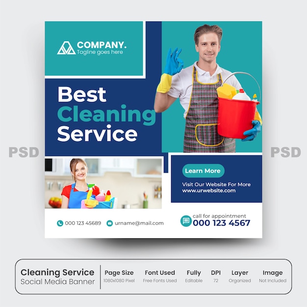 PSD social media post banners for cleaning service