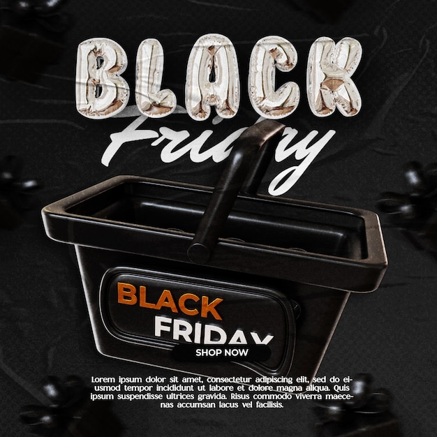 Social media post black friday 3d render template design