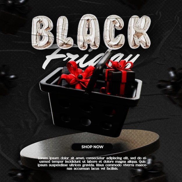 PSD social media post black friday 3d render template design