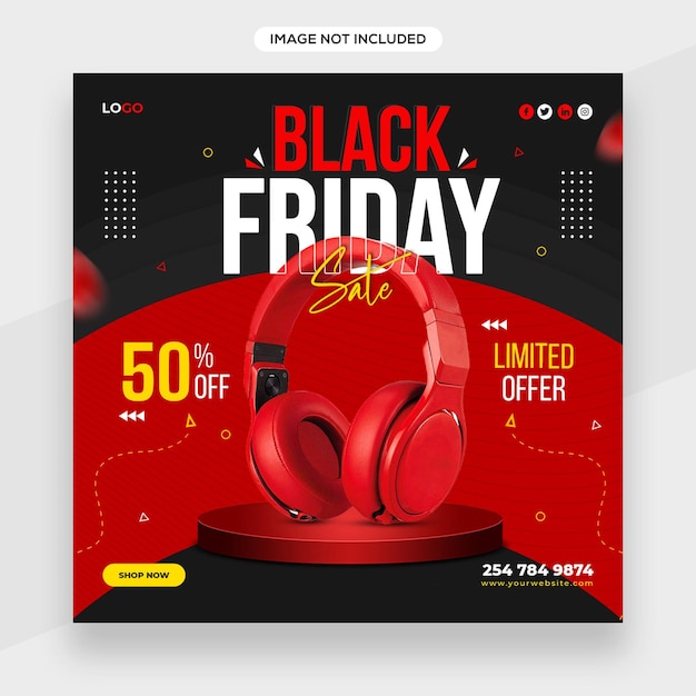 PSD social media post black friday for instagram with super offers and promotions