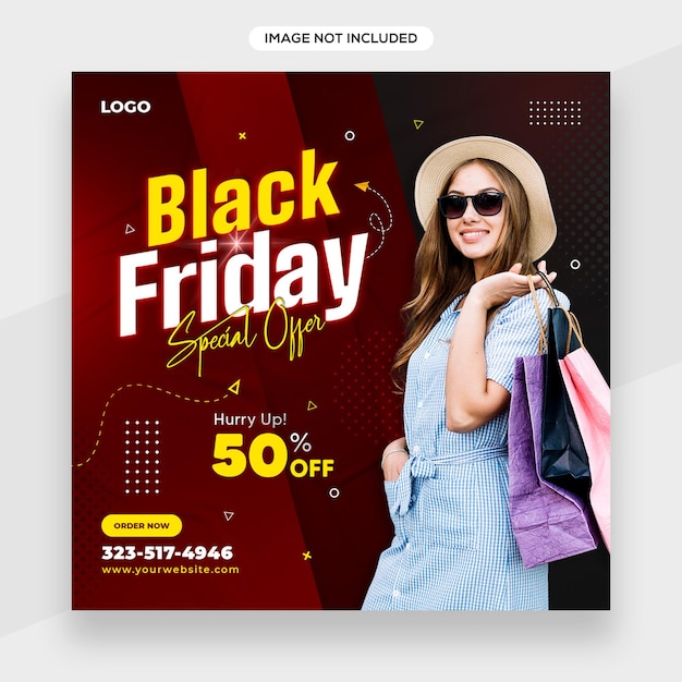 Social media post black friday for instagram with super offers and promotions