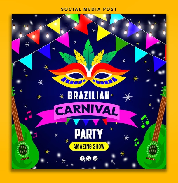 Social Media Post Braziliaans Carnaval Party Flyer