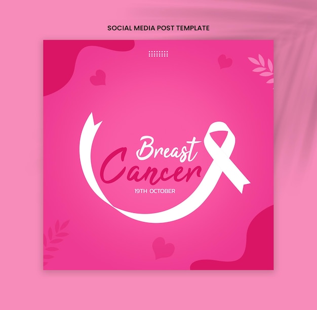Social Media Post Breast Cancer  Month 19th October  Template Stock Image