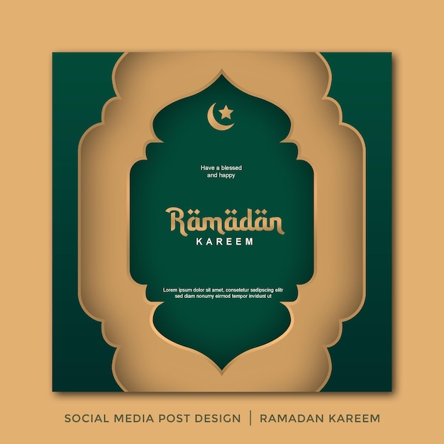 Social media post design ramadan kareem design moderno verde dorato 24