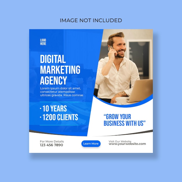 PSD social media post design template for digital marketing agency or marketing agency post