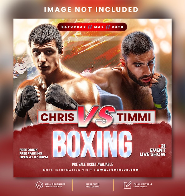 Premium PSD Social media post event boxing