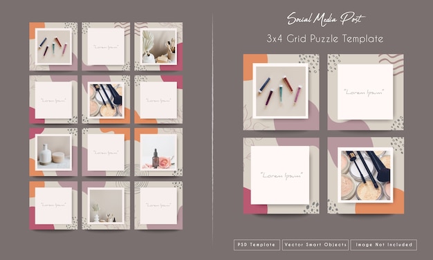 Social media post in grid puzzle mode template