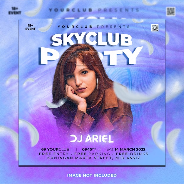 Social media post instagram sjabloon dj club party flyer sky style