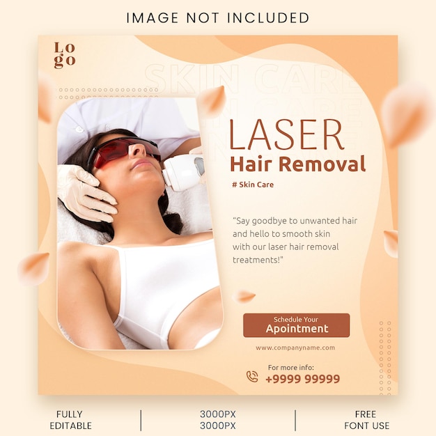 PSD social media post for laser hair removal treatment