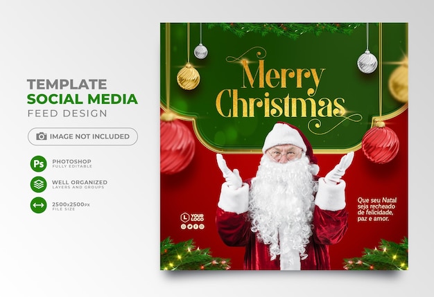 Social media post merry christmas template design for celebration