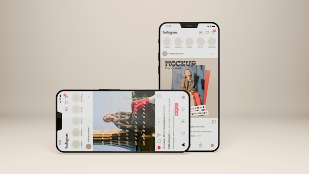 PSD social media post mock-up with smartphone device