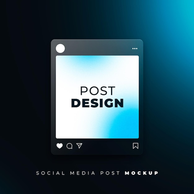 PSD social media post mockup con sfondo nero