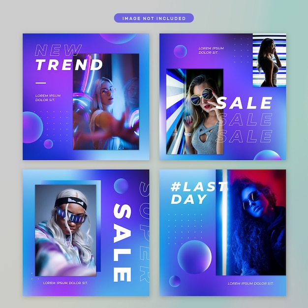 PSD post sui social media in tema neon