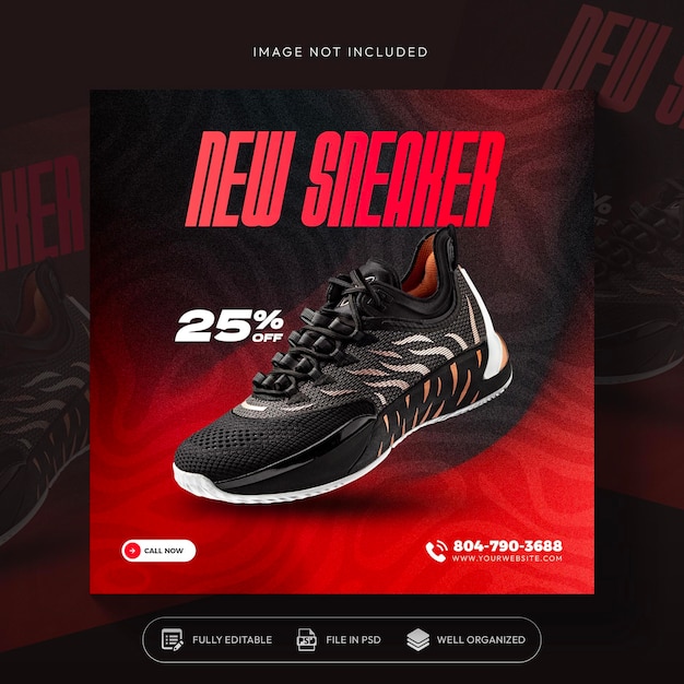 Social media post of vierkante banner ontwerp sjabloon voor schoenen