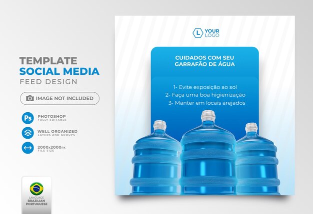 Social media post offer gas and water company in brazilian portuguese template design