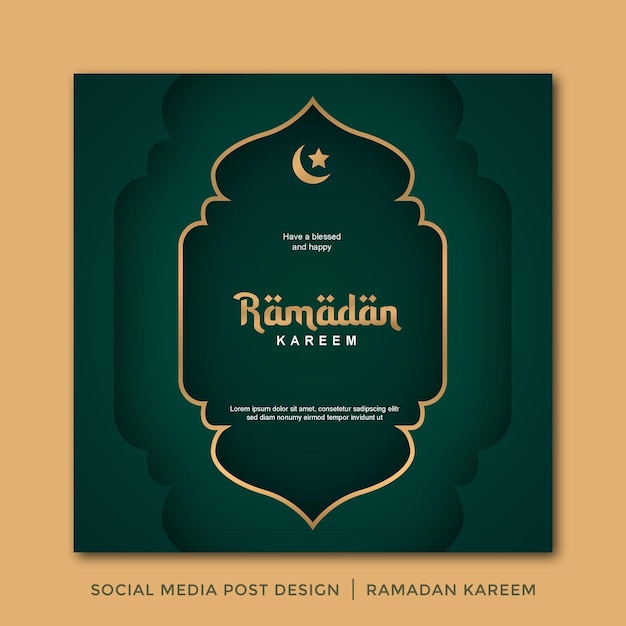 Social media post ontwerp ramadan kareem modern design gouden groen 26