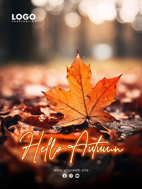 PSD 소셜 미디어 포스터: 가을을 환영합니다.